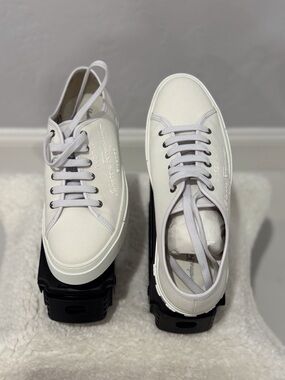 Salvatore Ferragamo White Low-Top Canvas Sneakers
